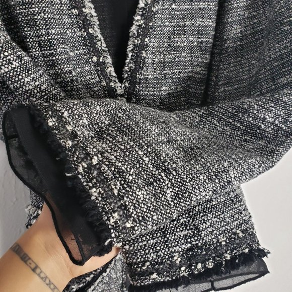 Ann Taylor Fine Italian Fabric Collared Belted Tweed Blazer Jacket - Picture 6 of 14